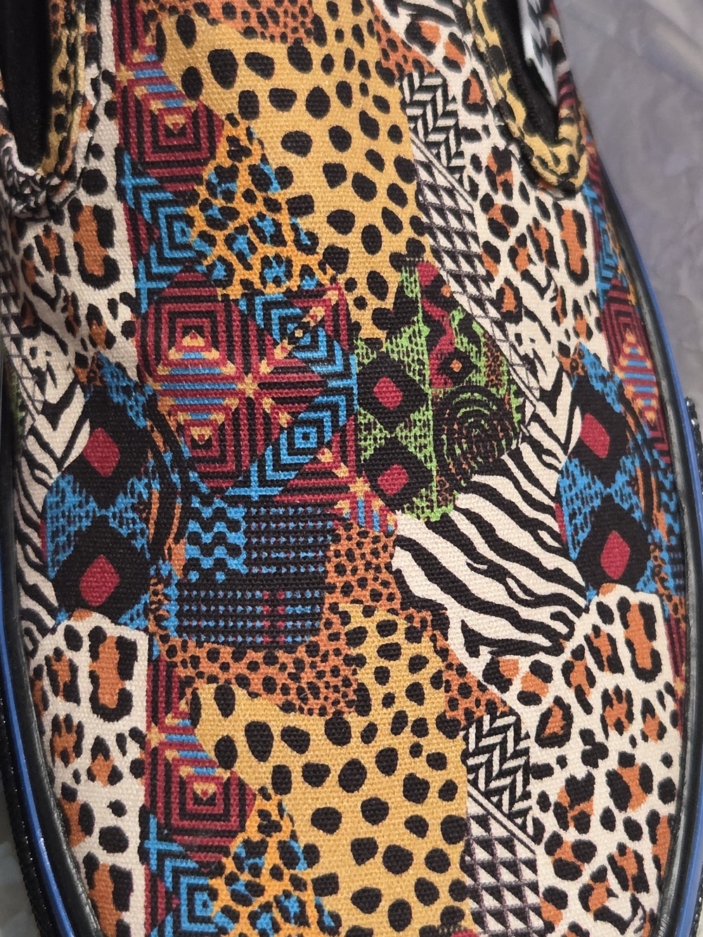 Vans Slip-On Mosaic Animal Print Sneakers - Black with Multicolor Pattern - Picture 4 of 6